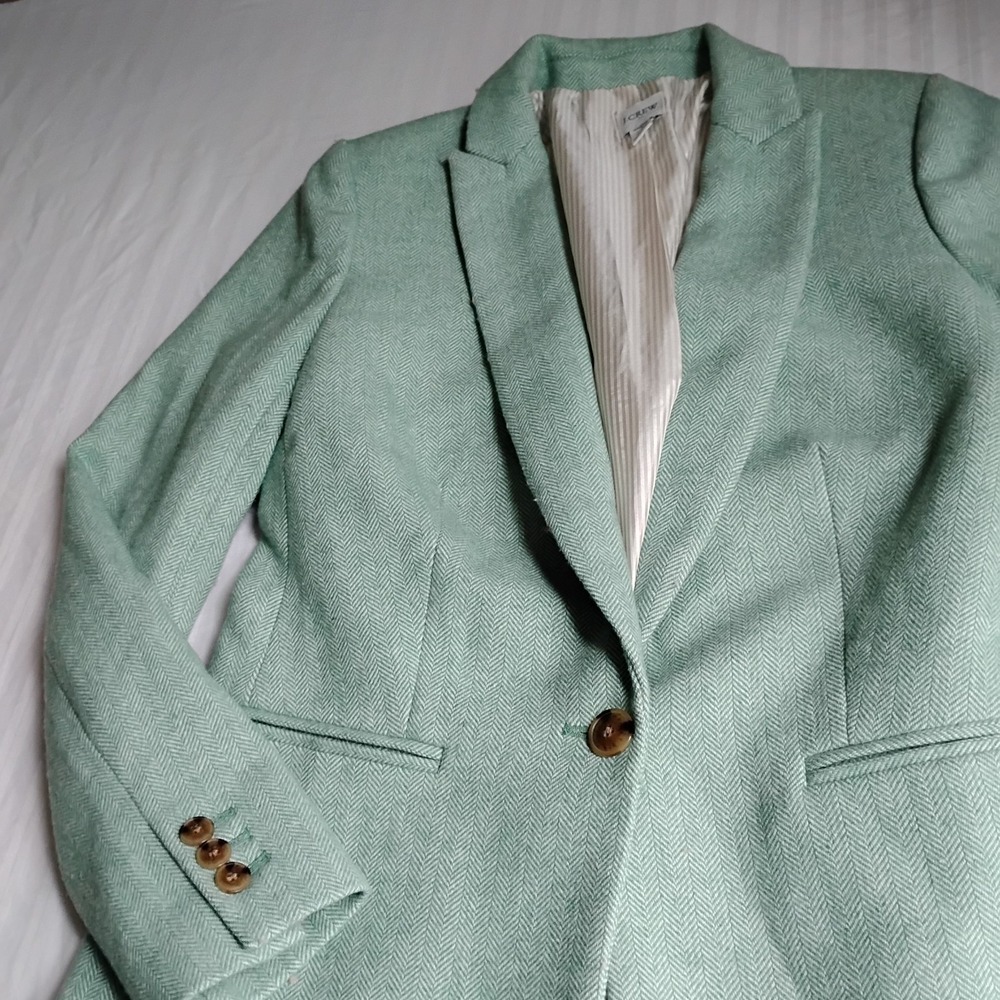 J. Crew Mint Green Tailored Single-Button Blazer